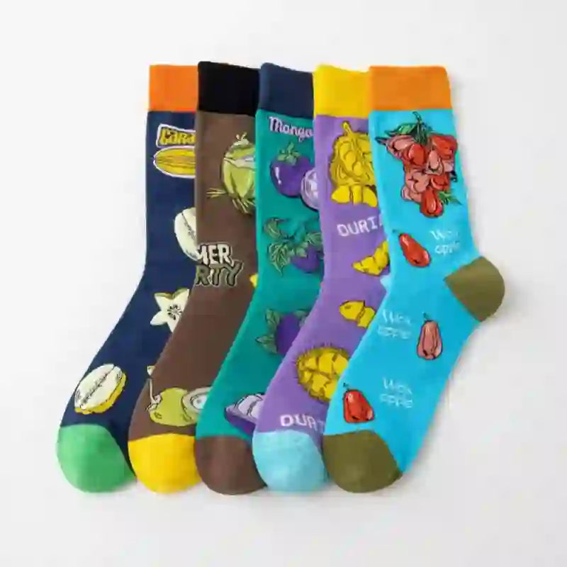 Tropical Fruits Quarter Socks(5 Pairs) - Multicolor - EU41-46(US7.5-12) - image 1
