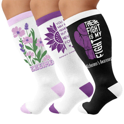 Plus Size Disoriented Print Compression Socks - Multicolor(3 Pairs) - 4XL - image 1