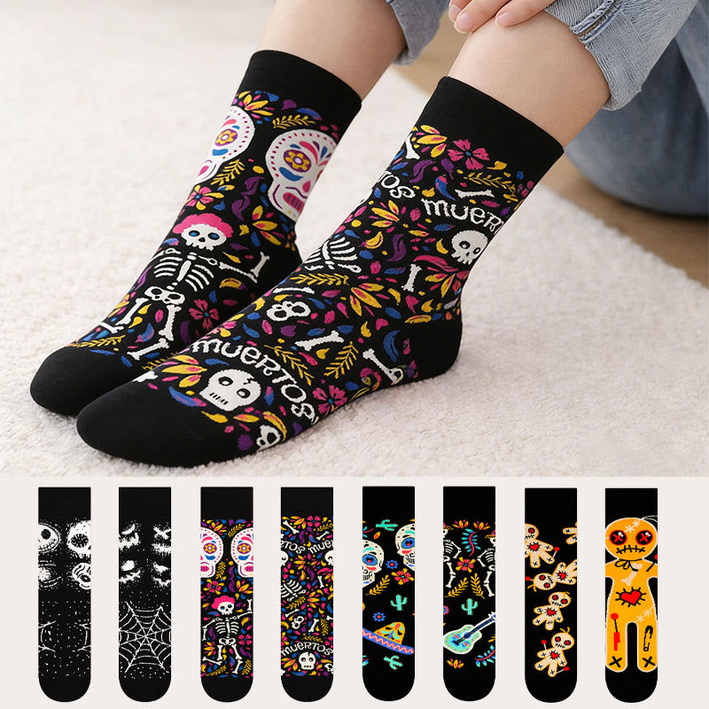 Creative Mismatched Skull Quarter Socks(4 Pairs) - Multicolor - EU36-42(US3-8.5) - image 0
