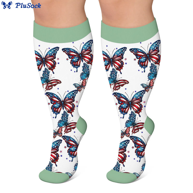 Plus Size Flag Color Butterfly Compression Socks - image 3