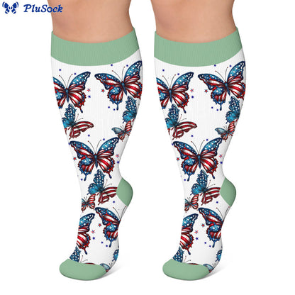 Plus Size Flag Color Butterfly Compression Socks - image 3