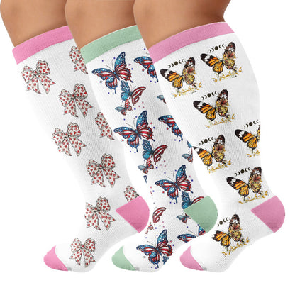 Plus Size Flag Color Butterfly Compression Socks - image 1