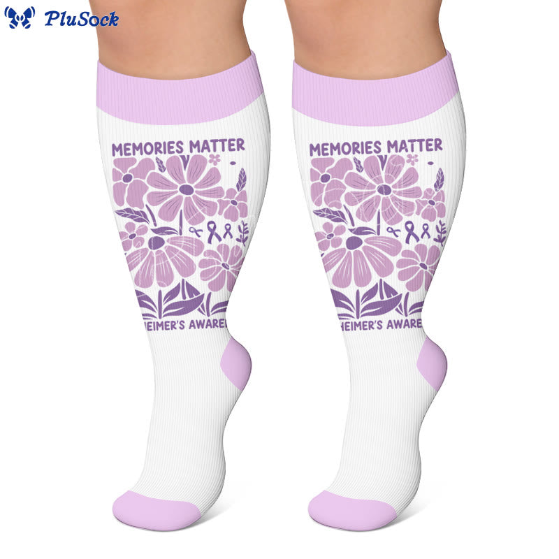 Plus Size Purple Printed Compression Socks - image 2