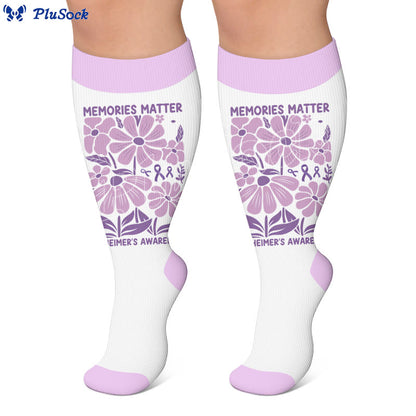 Plus Size Purple Printed Compression Socks - image 2