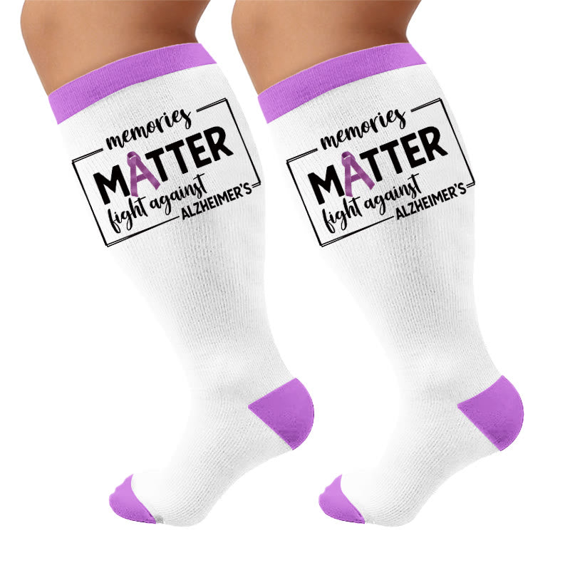 Plus Size Purple Printed Compression Socks - Letters (1 pair) - 4XL - image 6