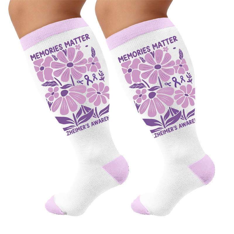 Plus Size Purple Printed Compression Socks - Florals (1 pair) - 4XL - image 5
