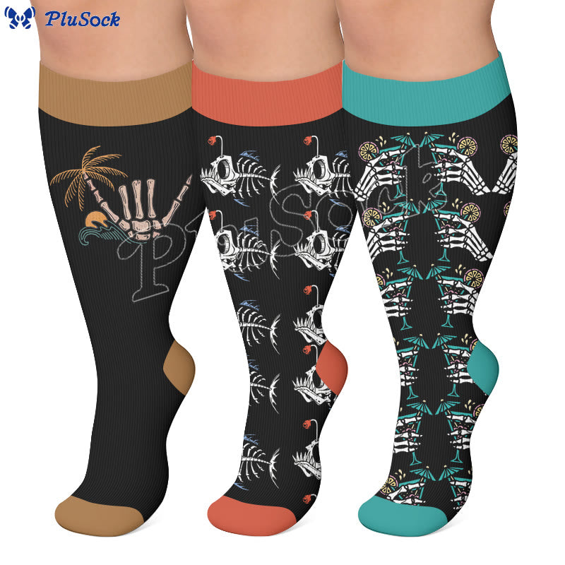 Plus Size Vacation Print Compression Socks - image 0