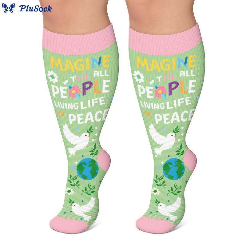 Plus Size Peace Earth Compression Socks - image 2