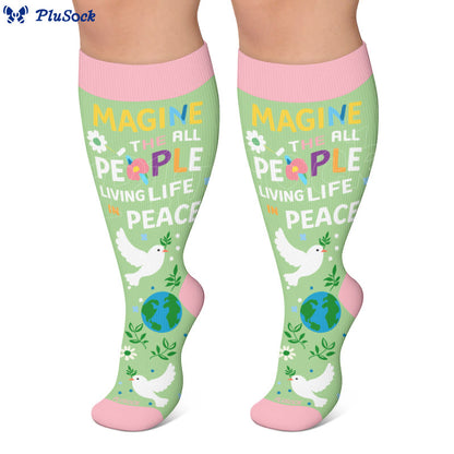 Plus Size Peace Earth Compression Socks - image 2