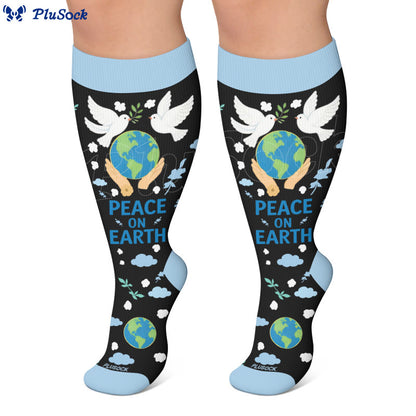 Plus Size Peace Earth Compression Socks - image 3