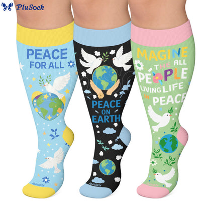 Plus Size Peace Earth Compression Socks - image 0
