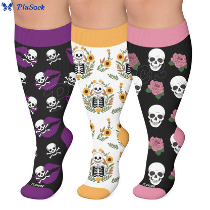 Plus Size Lip Skeleton Pattern Compression Socks - image 0