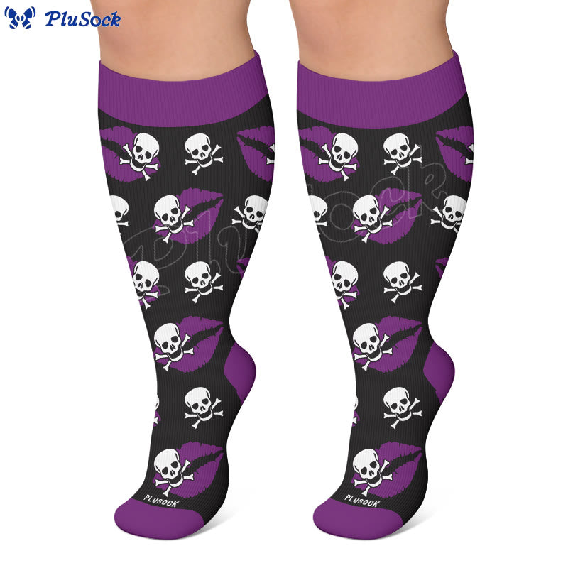 Plus Size Lip Skeleton Pattern Compression Socks - image 3