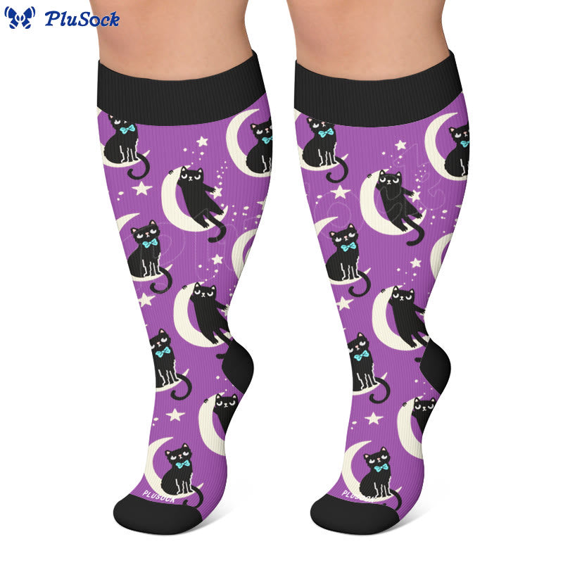 Plus Size Moon Star Cat Compression Socks - image 2
