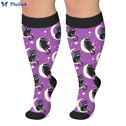 Plus Size Moon Star Cat Compression Socks - image 5