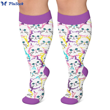 Plus Size Moon Star Cat Compression Socks - image 3