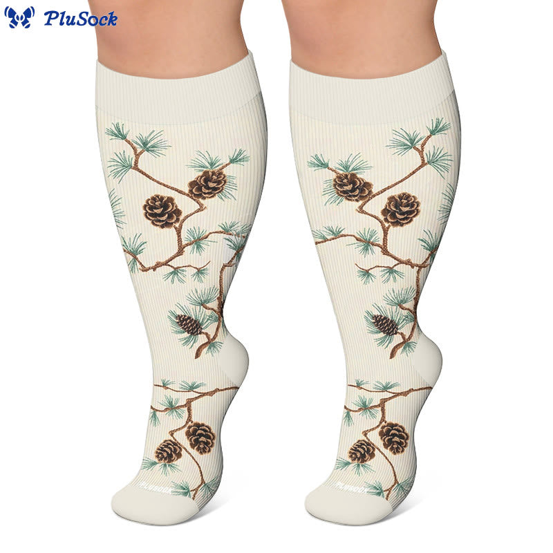 Plus Size Mushroom Pinecone Compression Socks - image 3