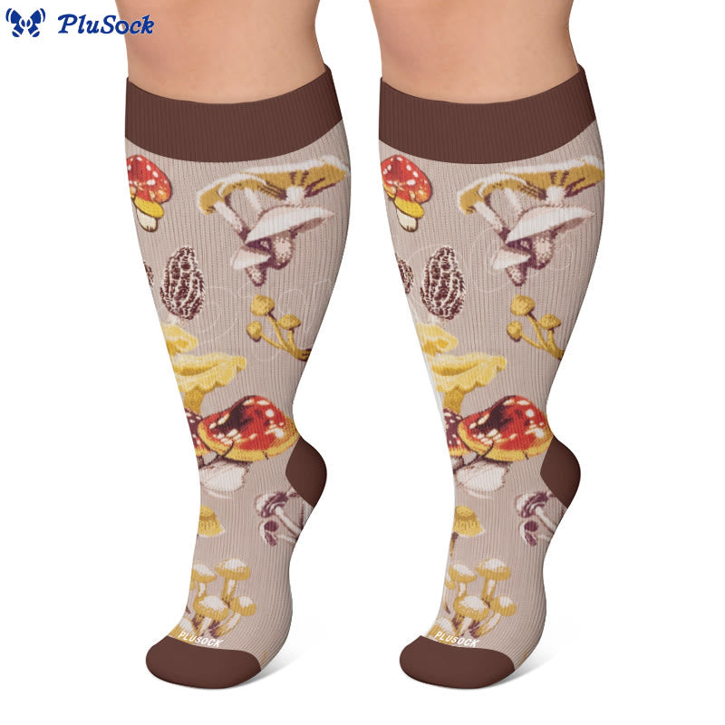 Plus Size Mushroom Pinecone Compression Socks - image 4