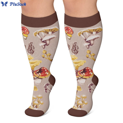 Plus Size Mushroom Pinecone Compression Socks - image 4