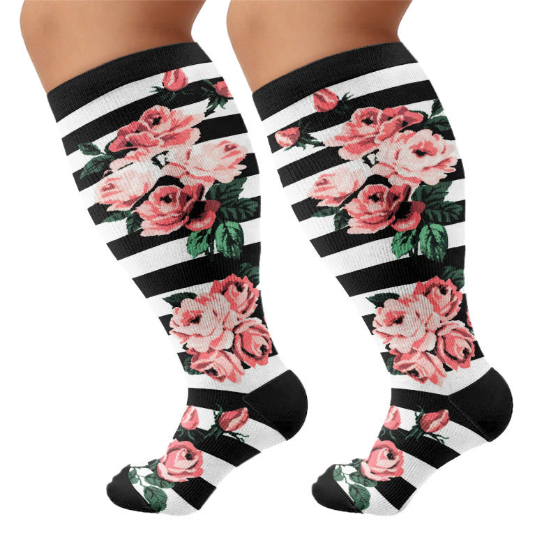 Plus Size Mushroom Pinecone Compression Socks - Black(1 Pair) - 4XL - image 5
