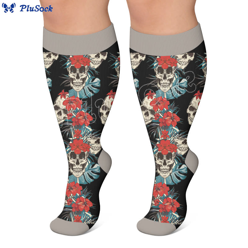 Skull Floral Print Compression Socks - image 4