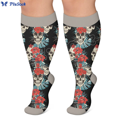 Skull Floral Print Compression Socks - image 4