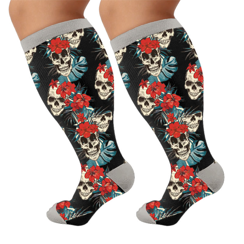 Plus Size Skull Compression Socks - Unique(1 Pair) - 4XL - image 9