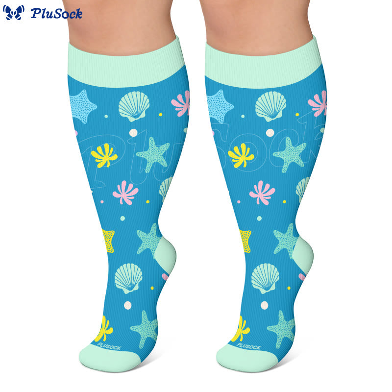 Plus Size Crab Whale Starfish Compression Socks - image 4