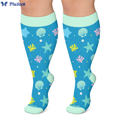 Plus Size Crab Whale Starfish Compression Socks - image 4