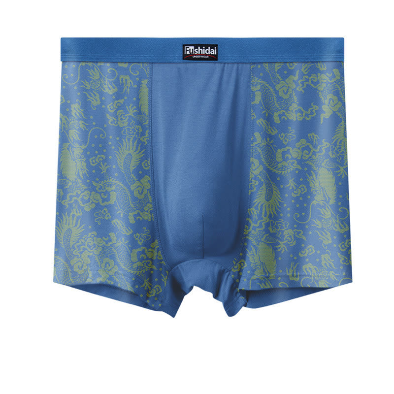 Dragon Jacquard Mid Length Boxer Briefs - Sky Blue - 10XL - image 5
