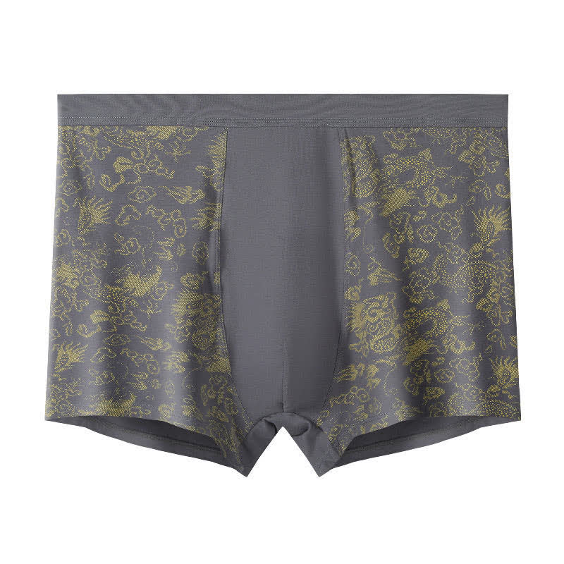 Wide Top Elastic Gold Pattern Boxer Briefs(2 Packs) - Grey - 10XL - image 6