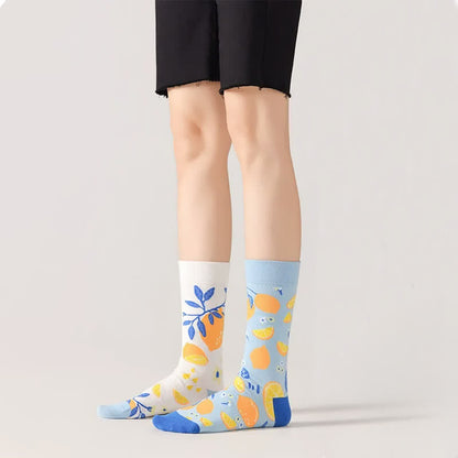 Lemon Pattern Quarter Socks - Blue - EU36-43(US3-9) - image 0