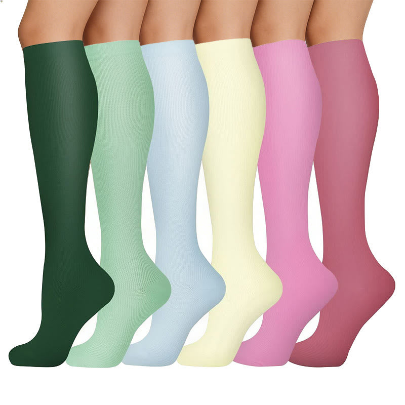 Bright Solid Color Compression Socks(6 Pairs) - image 1