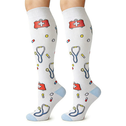 Medical Print Knee High Compression Socks(6 Pairs) - image 1