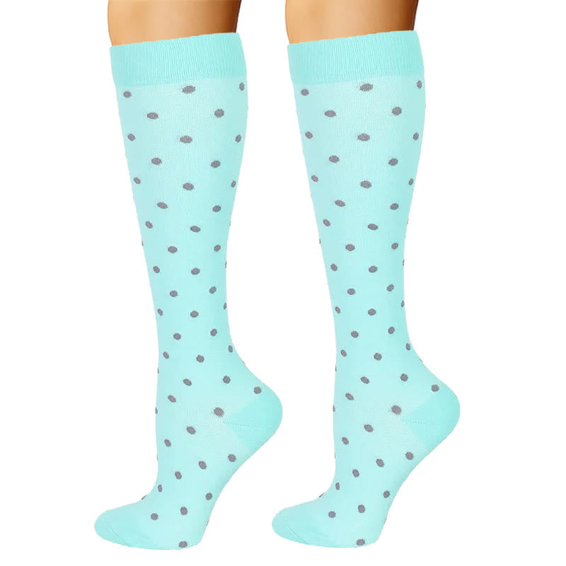 Blue Green Flower Compression Socks(6 Pairs) - image 6