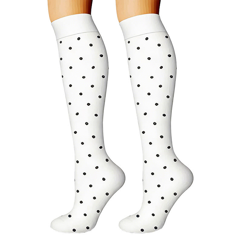 Heart Polka Dot Stripes Compression Socks(6 Pairs) - image 2