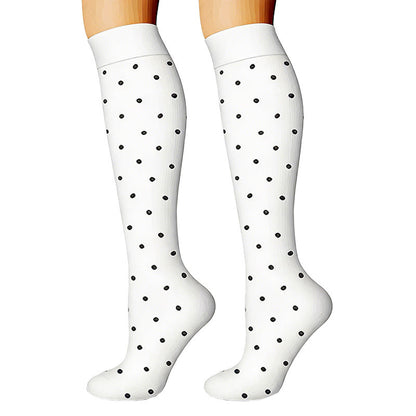 Heart Polka Dot Stripes Compression Socks(6 Pairs) - image 2