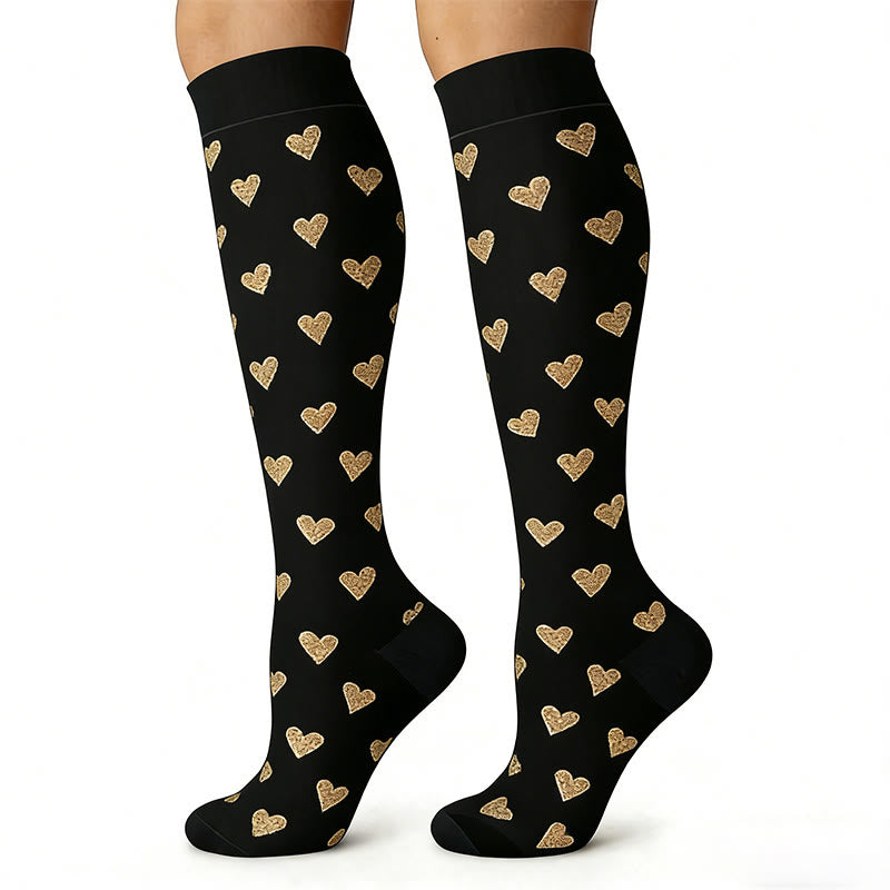 Heart Polka Dot Stripes Compression Socks(6 Pairs) - image 4
