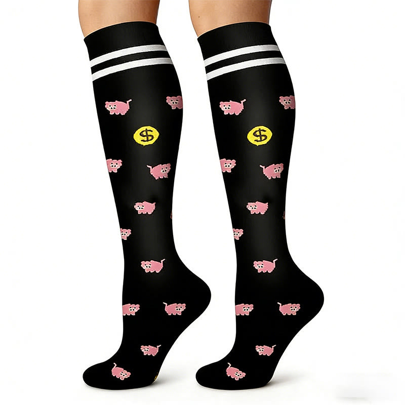 Colorful Animal Patterns Compression Socks(5 Pairs) - image 1