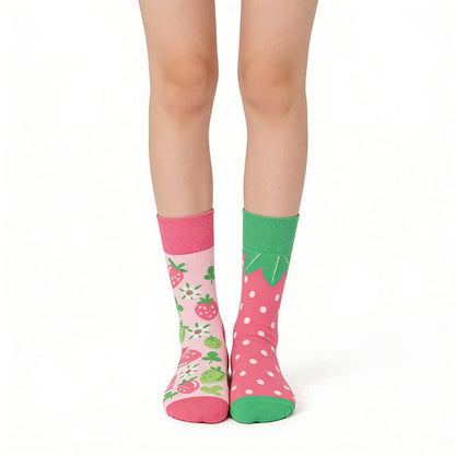 Playful Strawberry Patch Quarter Socks - Pink - EU36-43(US3-9) - image 0