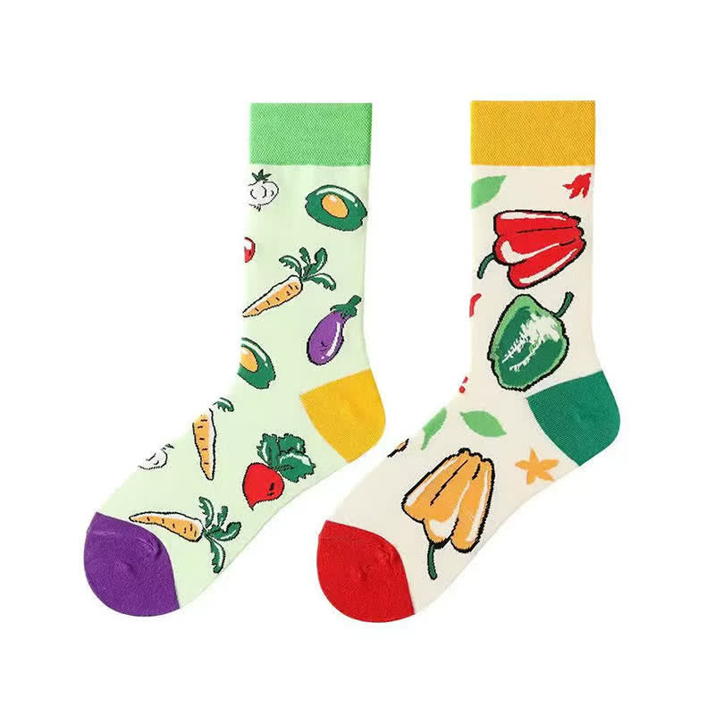 Playful Fruit Vegetable Quarter Socks - image 1