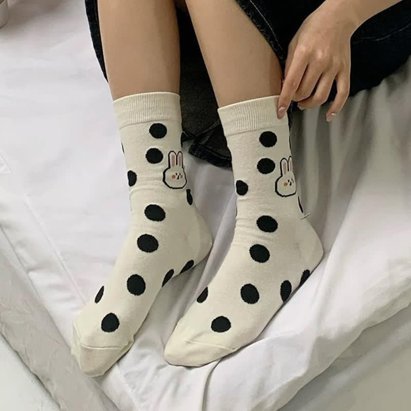 Polka Dot Rabbit Quarter Socks(4 Pairs) - image 2