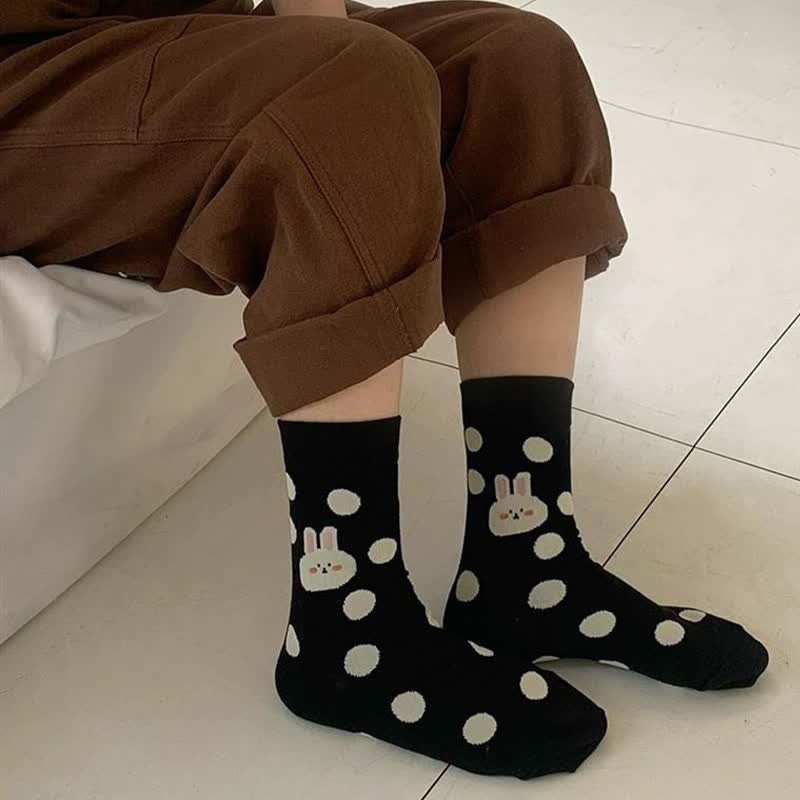 Polka Dot Rabbit Quarter Socks(4 Pairs) - image 1