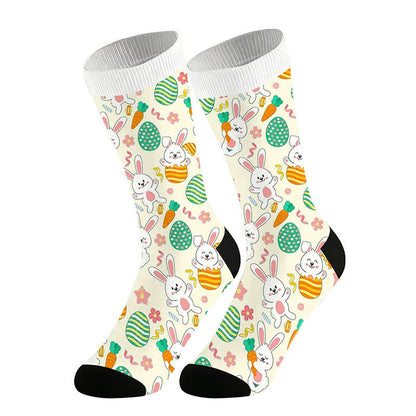 Easter Bunny Print Quarter Socks(2 Pairs) - White - EU36-44(US3-10) - image 2