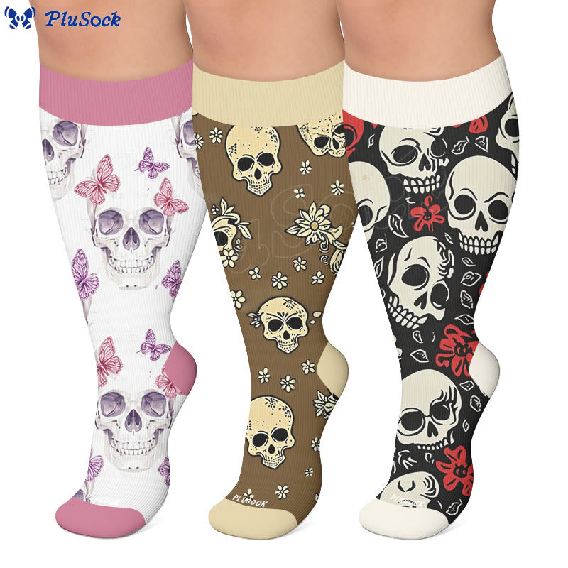 Plus Size Chic Skul Compression Socks - image 0