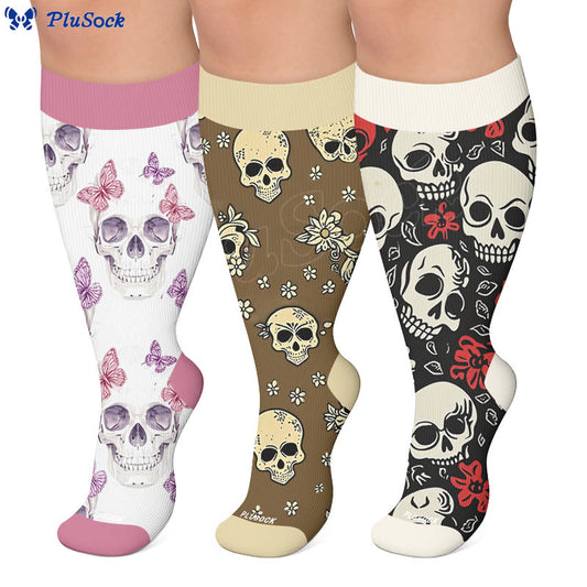 Plus Size Skull Charm Compression Socks - image 0