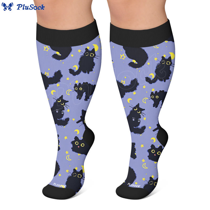 Plus Size Moonlight Cat Compression Socks - image 3
