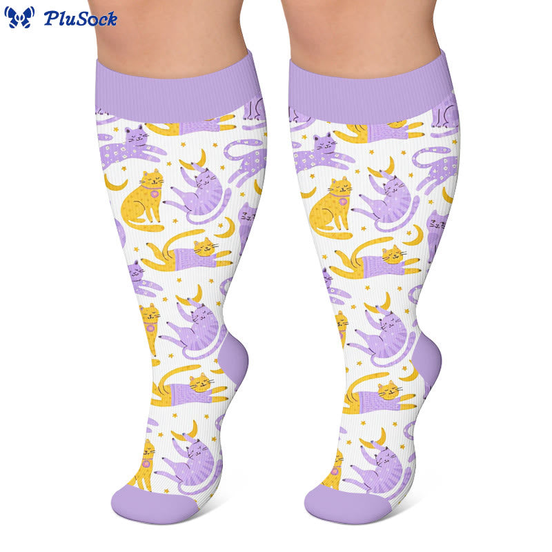 Plus Size Moonlight Cat Compression Socks - image 5
