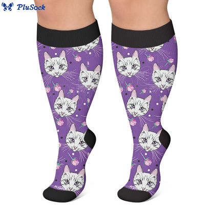 Plus Size Moonlight Cat Compression Socks - image 4