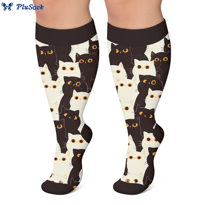 Plus Size Quirky Cute Cat Compression Socks - image 3